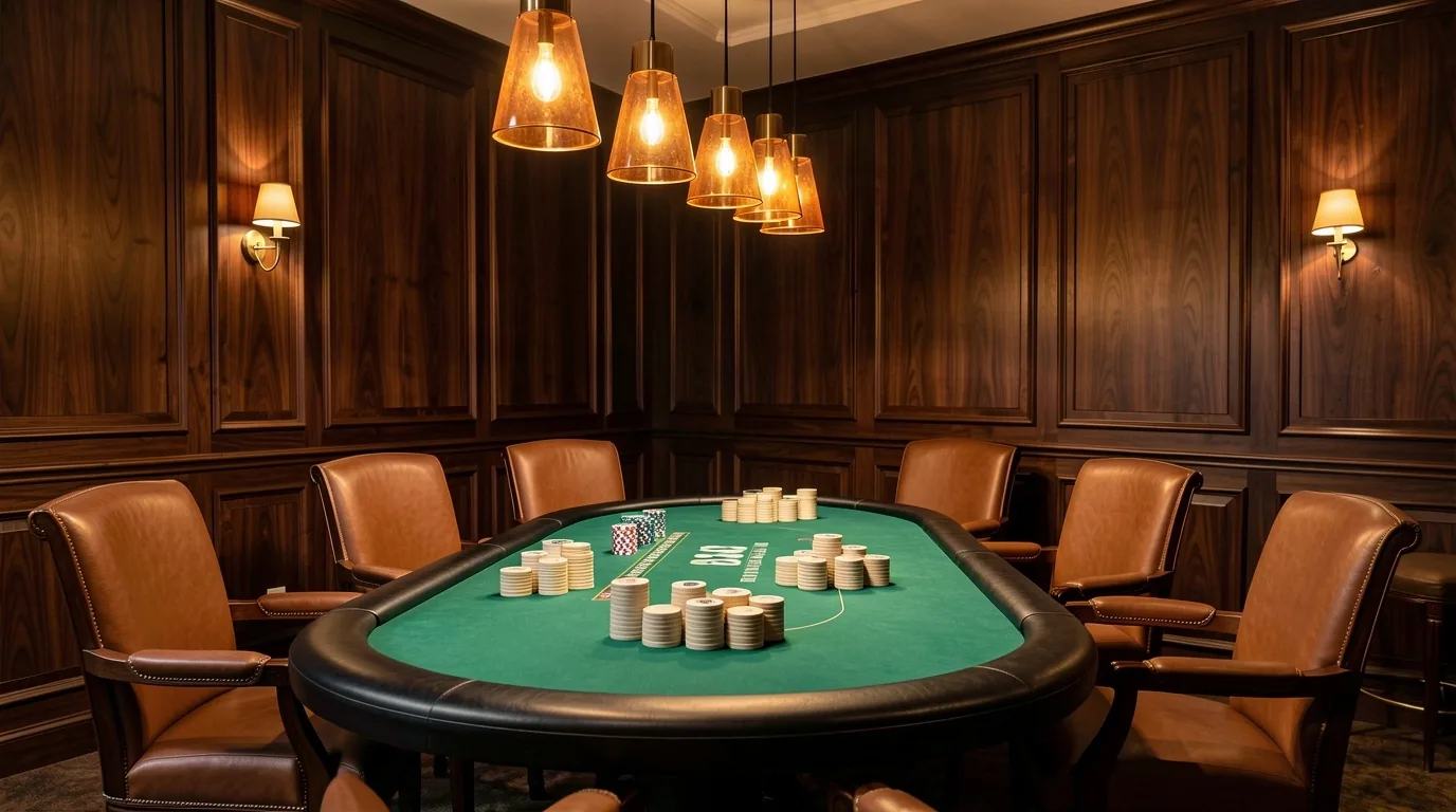 Wnętrze Poker Lounge Salamont z profesjonalnym stołem do gier karcianych